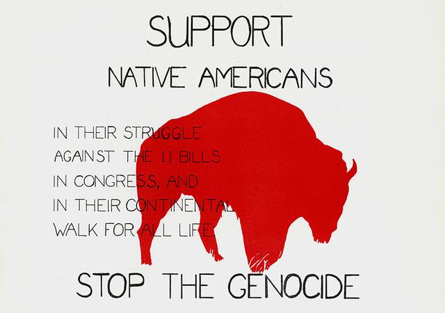 Detail of poster with red buffalo