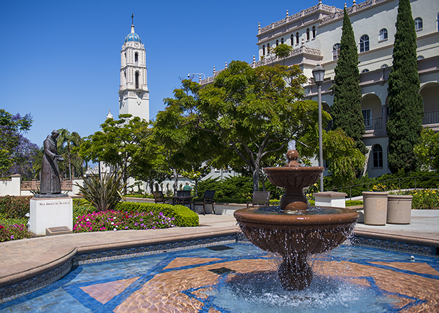 Shot of The Immaculata and Founders Fountain