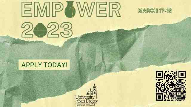 Green background with apply for empower and a QR code