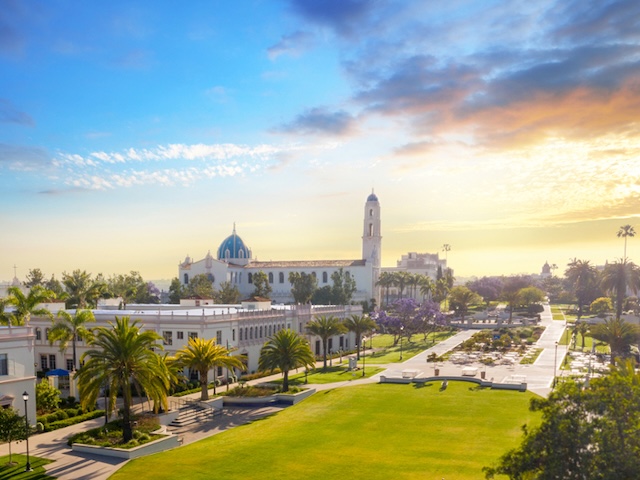 Aerial view of USD campus
