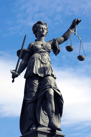 Statue of Lady Justice in Frankfurt, Germany.