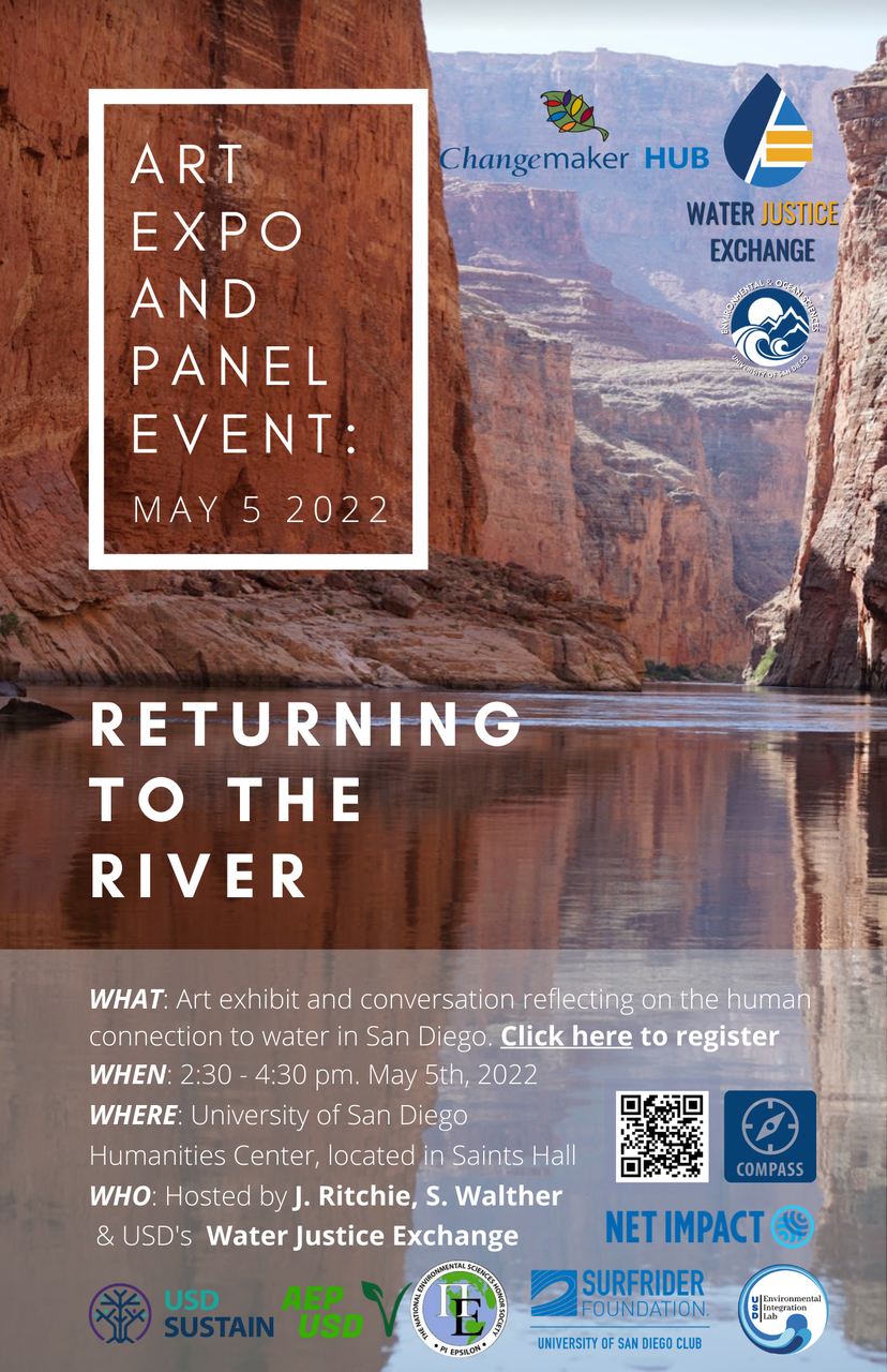 Flyer for water exhibition & panel event: Returning to the River