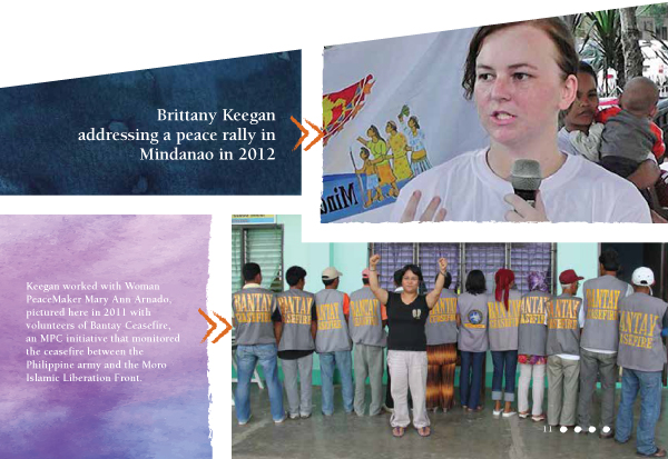Brittany Keegan addressing a peace rally in Mindanao in 2012