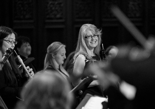 Marianne Pfau performing with other musicians.