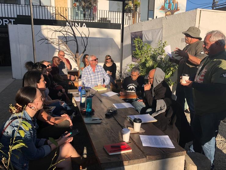 Kroc students listening to deported veterans in Tijuana