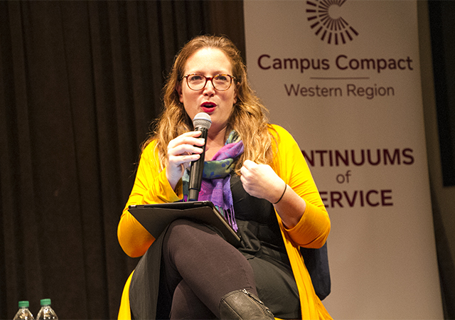 Emilie Amrein is one of 17 new USD faculty members to gain tenure.