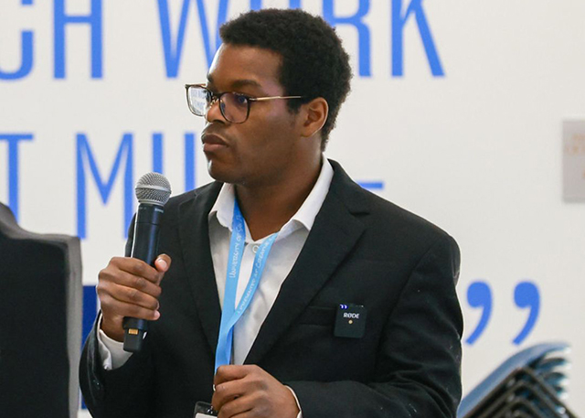 Manny Anjeh presenting at Creative Collaborations 2024