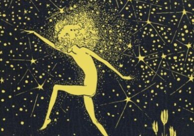 Illustration of a celestial fairy looking being surrounded by stars