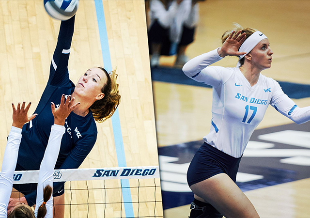 Photo of Roxie Wiblin and Thana Fayad who earned AVCA Pacific South All-Region honors
