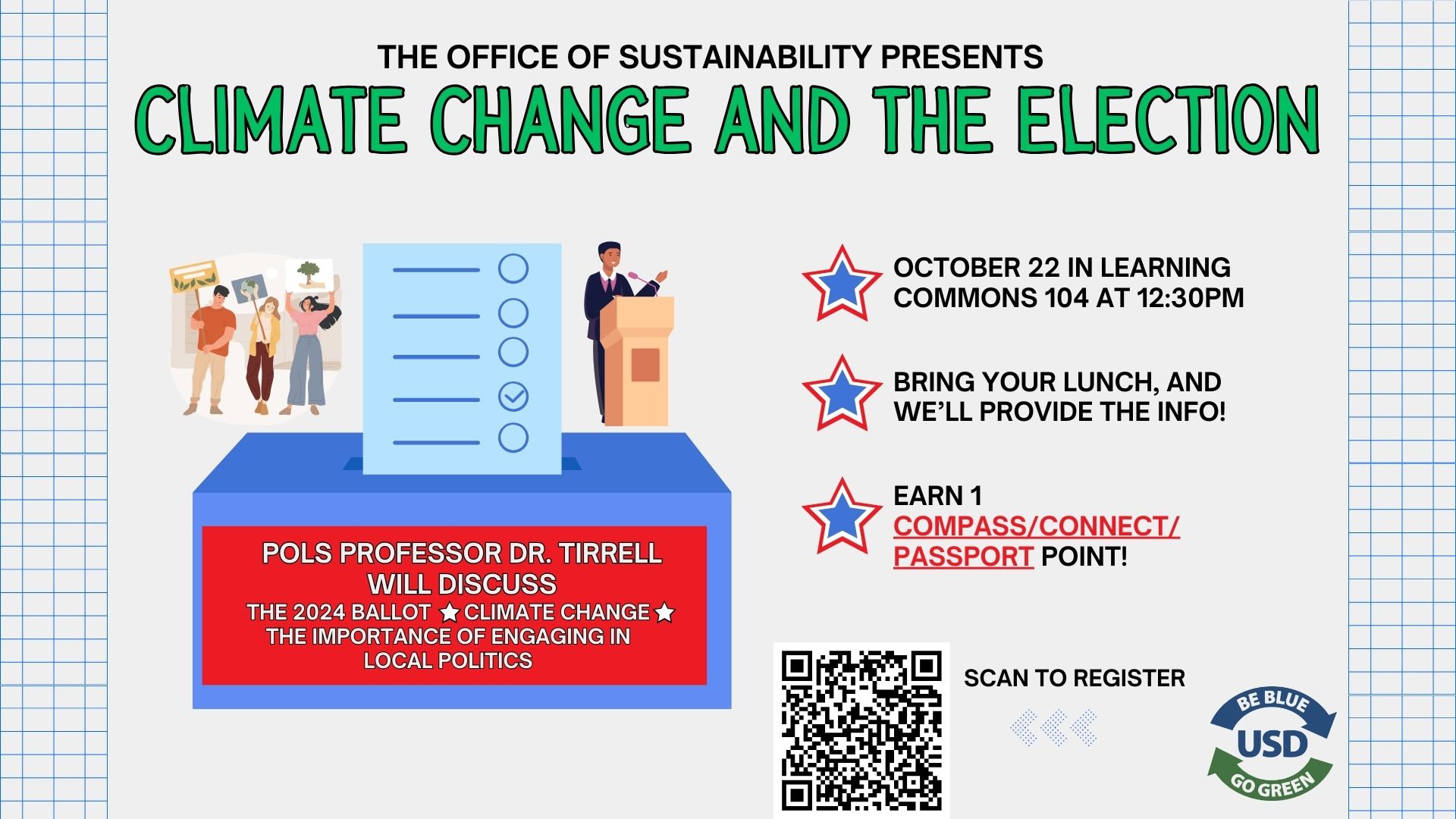 Flyer for Climate Change and the Election event