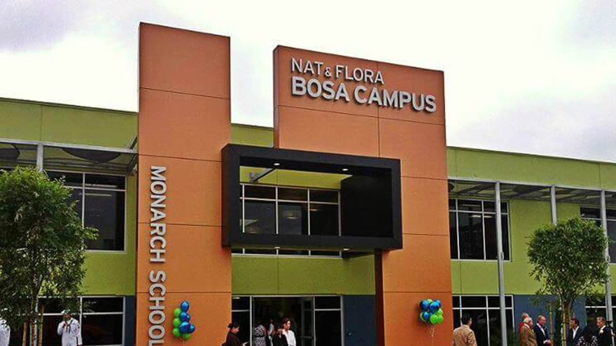 a photograph of the new monarch school building